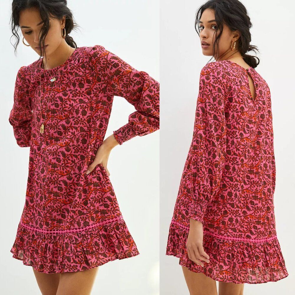 Anthropologie Beau Mini Dress in Pink Combo Size XS $138